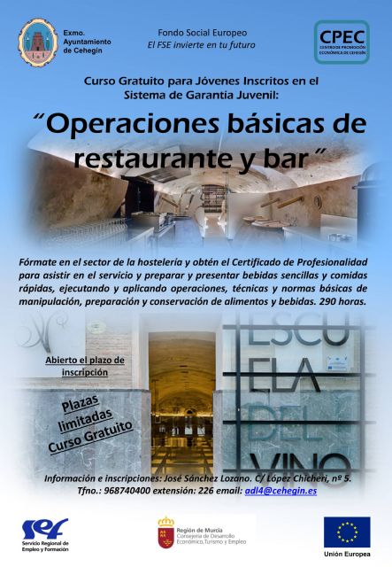 La Concejalía de Desarrollo Local organiza el curso, Operaciones básicas de restaurante y bar, destinado a jóvenes de Garantía Juvenil - 1, Foto 1
