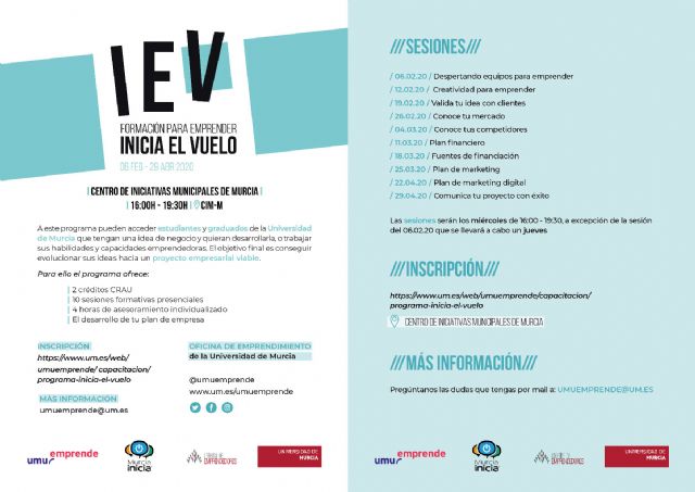 Arranca el programa Inicia el vuelo para estudiantes y graduados de la UMU con una idea de negocio - 1, Foto 1