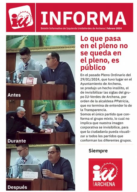 Izquierda Unida-Verdes Archena crítica la desidia del PP de Patricia Fernández en el Boletín Informativo de Febrero - 1, Foto 1
