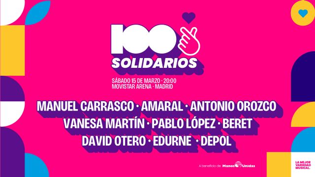 CADENA 100: SOLIDARIOS unirá en un mismo escenario a Manuel Carrasco, Amaral, Antonio Orozco, Vanesa Martín, Pablo López, Beret, David Otero, Edurne y Depol - 2, Foto 2