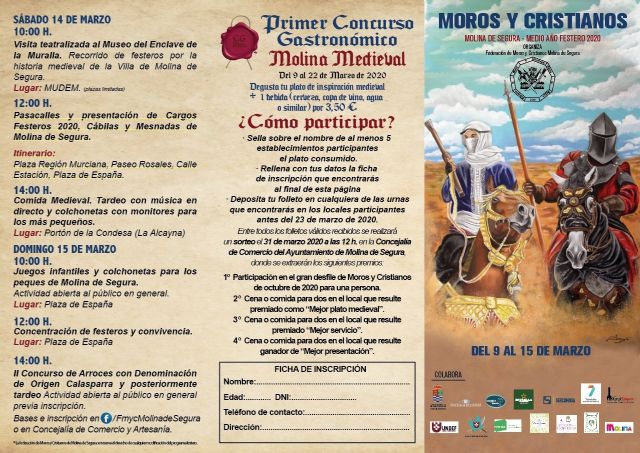 El Medio Año Festero 2020 de Moros y Cristianos de Molina de Segura se celebra del 9 al 15 marzo y presenta como novedad el I Concurso Gastronómico Molina Medieval - 1, Foto 1
