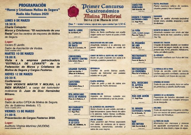 El Medio Año Festero 2020 de Moros y Cristianos de Molina de Segura se celebra del 9 al 15 marzo y presenta como novedad el I Concurso Gastronómico Molina Medieval - 2, Foto 2