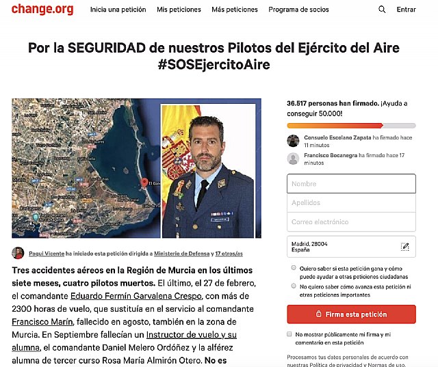Más de 35.000 firmas piden medidas urgentes para garantizar la seguridad de los pilotos del Ejército del Aire - 1, Foto 1