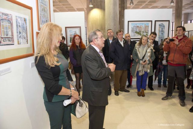 El pintor Juan Martínez plasma en plumilla detalles de los edificios modernistas de Cartagena en el siglo XX - 1, Foto 1