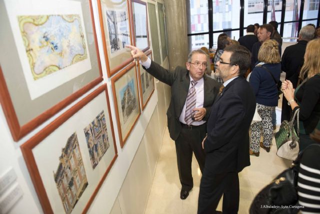 El pintor Juan Martínez plasma en plumilla detalles de los edificios modernistas de Cartagena en el siglo XX - 3, Foto 3