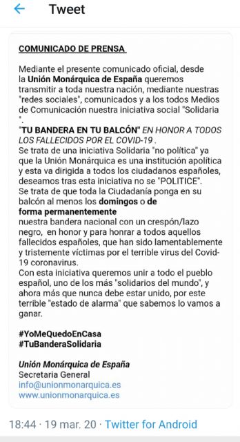 La Unión Monárquica de España denuncia que el PP plagia y politiza su iniciativa Solidaria - 2, Foto 2