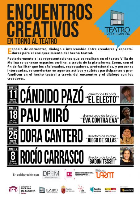 La Concejalía de Cultura de Molina de Segura presenta nuevas actividades del programa Encuentros Creativos en torno al Teatro para los meses de mayo y junio - 1, Foto 1