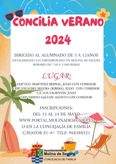 La Concejalía de Familia de Molina de Segura abre el plazo de inscripción para el Servicio Concilia Educa VERANO 2024 - 1, Foto 1