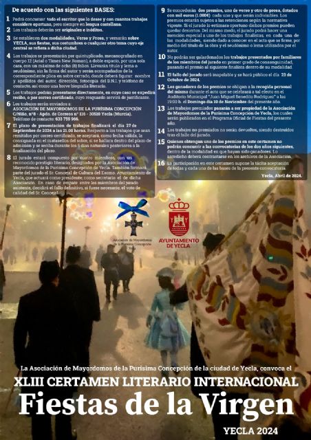 XLIII Certamen Literario Fiestas de la Virgen 2024 - 1, Foto 1