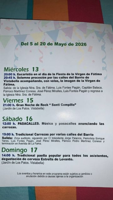 La Asociación Vecinal de Vistabella señala la excluyente programación de las fiestas del barrio 2026 - 2, Foto 2