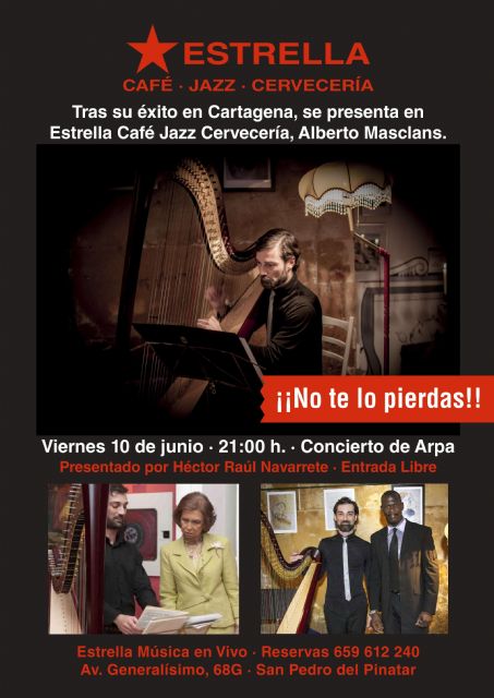 Concierto de Arpa del arpista Alberto Masclans en Estrella, Café-Jazz-Cervecería en San Pedro del Pinatar - 1, Foto 1