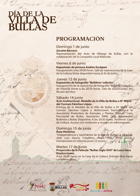 Bullas celebra el Día de la Villa con una intensa programación cultural y conmemorativa - 1, Foto 1