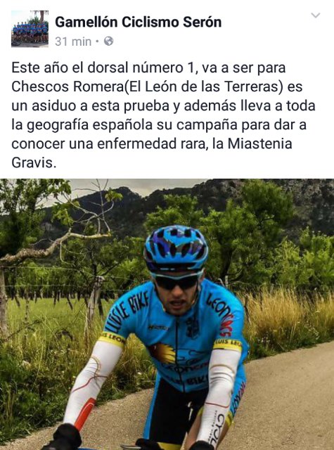 Chescos Romera (El León de las Terreras) será el dorsal número 1 de la Cronoescalada Serón 2017 - 1, Foto 1