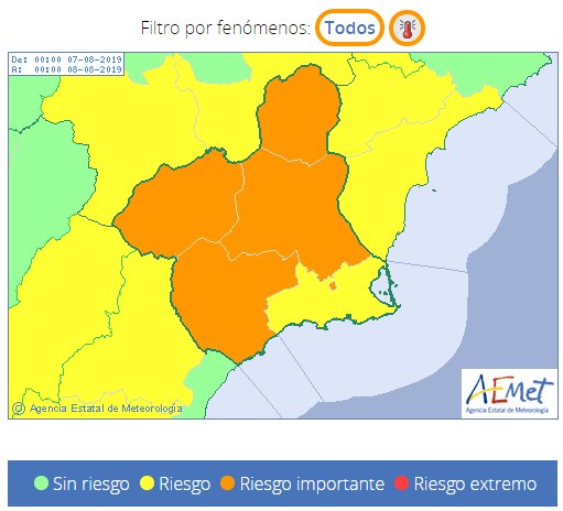 Protección Civil avisa de que el calor será extremo en la Región de Murcia hasta el sábado