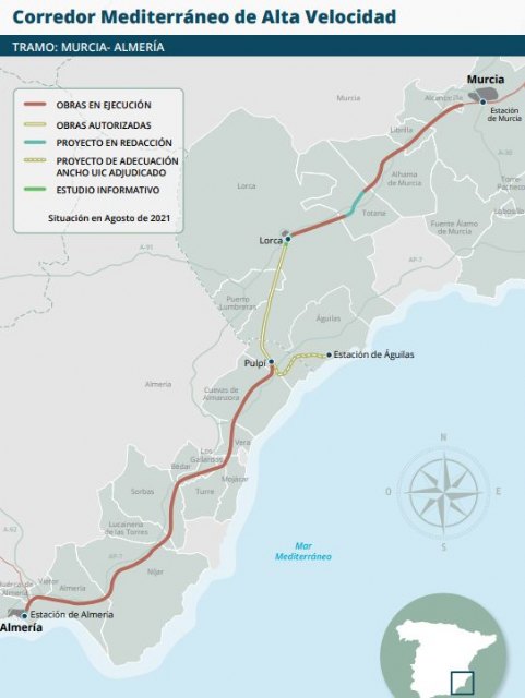 Adif AV licita por cerca de 239 M€ las obras de plataforma del tramo Lorca-Pulpí, en la línea Murcia-Almería, Foto 2
