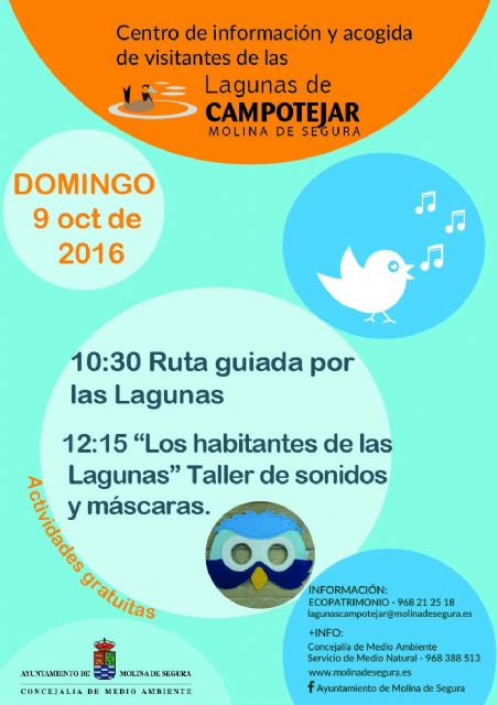 El Centro de Información y Acogida de Visitantes de Las Lagunas de Campotéjar de Molina de Segura celebra el Día Mundial de las Aves el domingo 9 de octubre - 1, Foto 1