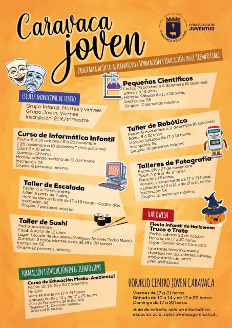 El Ayuntamiento de Caravaca oferta una programación de talleres y cursos para niños y jóvenes en fines de semana - 1, Foto 1