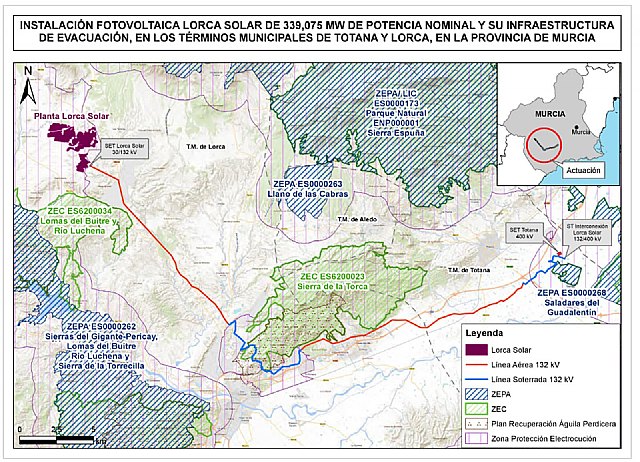 La línea de Alta Tensión de la Planta Solar de Zarcilla de Ramos NO cruzará Aledo - 1, Foto 1