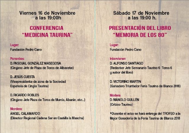 El ayuntamiento de Blanca entregará los premios de la Feria Taurina el 17 de noviembre - 1, Foto 1