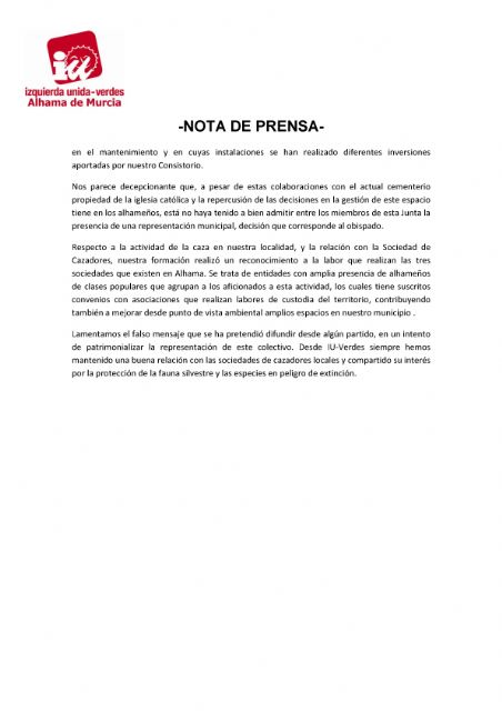 Valoración del Pleno Ordinario del 30 de noviembre de 2021. IU-verdes Alhama de Murcia - 2, Foto 2