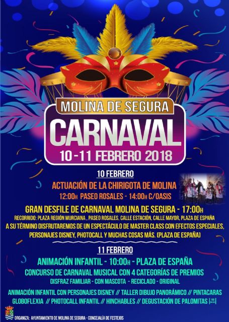 Molina de Segura celebra el Carnaval 2018 con chirigota, desfile y actividades de animación infantil el sábado 10 y domingo 11 de febrero - 1, Foto 1