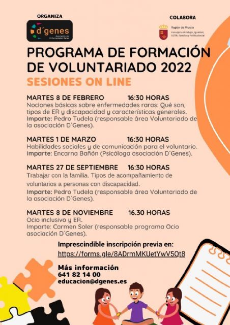 Programa de Formación sobre voluntariado D´Genes 2022
