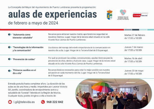 Puerto Lumbreras acogerá, de nuevo, cuatro aulas de experiencia para continuar con el programa de envejecimiento activo - 4, Foto 4