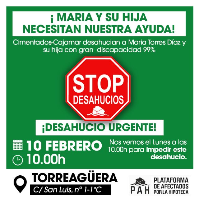 La PAH llama a movilizarse en Torreagüera para frenar el desahucio de una madre y su hija con gran discapacidad - 1, Foto 1