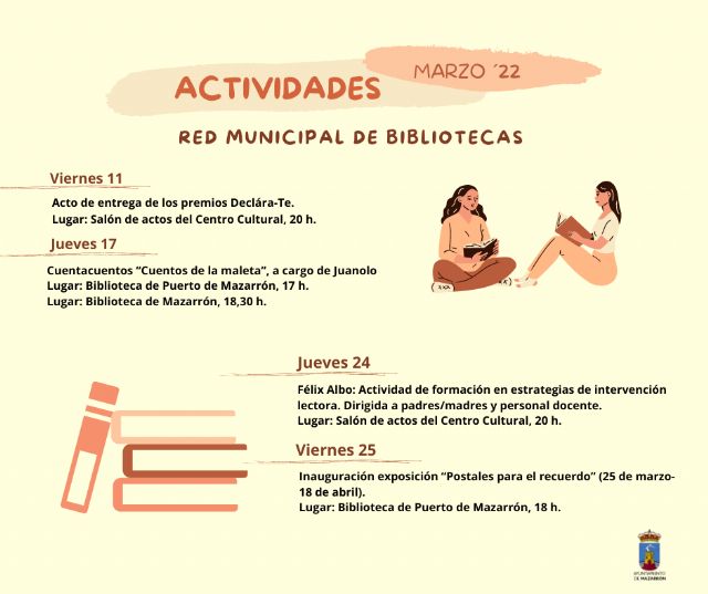 Consulta aquí las actividades de la red municipal de bibliotecas del municipio de Mazarrón durante el mes de marzo, Foto 2