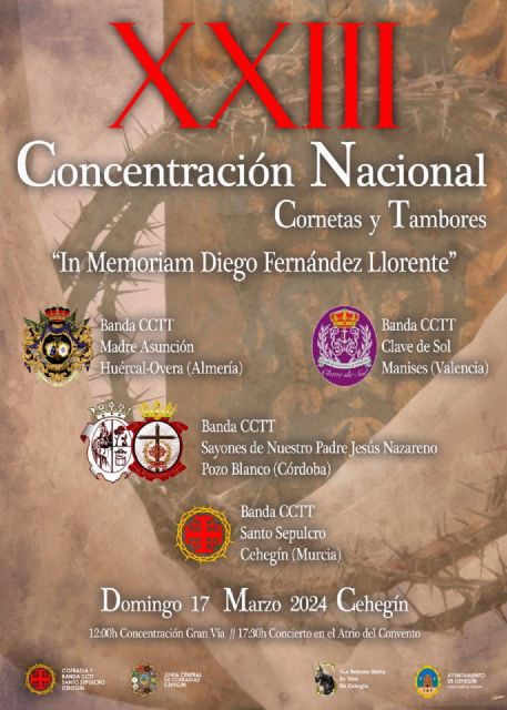 Cehegín se prepara para la XXIII Concentración Nacional de Bandas de Cornetas y Tambores en honor a “Diego Fernández Llorente” - 1, Foto 1