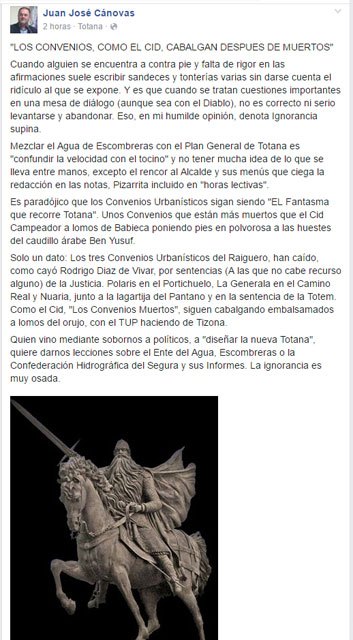 El alcalde sale al paso de las últimas informaciones sobre la desaladora de Escombreras y el PGOM de Totana, Foto 1