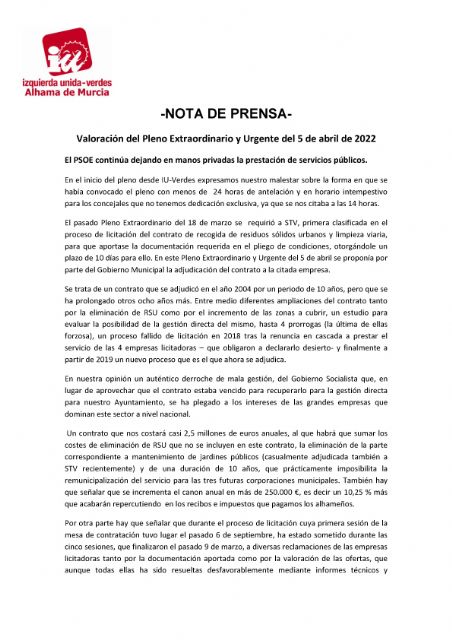 El PSOE continúa dejando en manos privadas la prestación de servicios públicos - 1, Foto 1