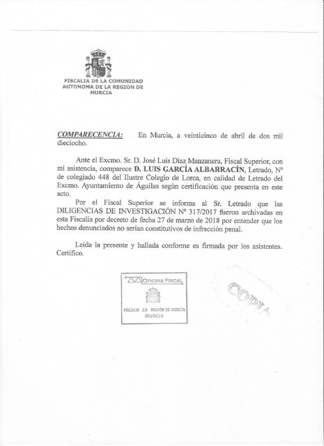 El fiscal superior de Murcia archivó las diligencias, dando la razón al Ayuntamiento en un proceso selectivo en el que ha quedado garantizada la transparencia y la legalidad - 1, Foto 1
