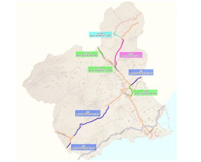 Mitma licita las obras de repintado de marcas viales en las principales arterias de la Red de Carreteras del Estado en la Región de Murcia - 1, Foto 1