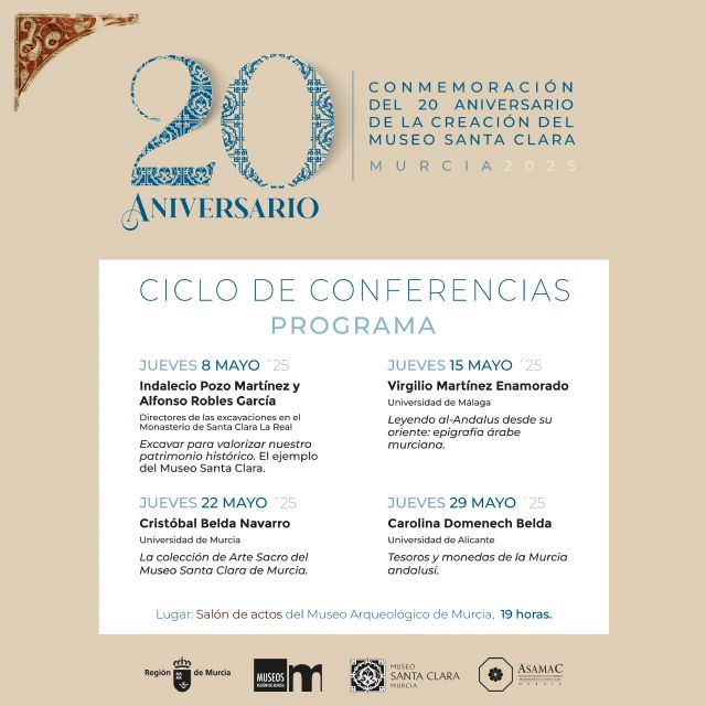 El Museo de Santa Clara de Murcia celebra su XX aniversario con un ciclo de conferencias sobre historia y el patrimonio andalusí - 1, Foto 1