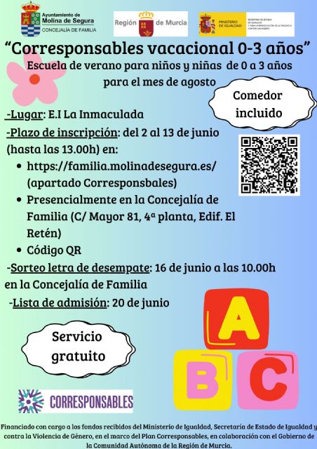 La Concejalía de Familia pone en marcha este próximo verano los servicios de conciliación Corresponsables vacacional 0-3 años, Corresponsables Concilia Verano y Concilia Incluye - 1, Foto 1