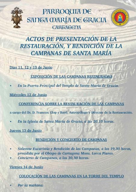 Las campanas de Santa María de Gracia de Cartagena regresan restauradas al templo - 1, Foto 1