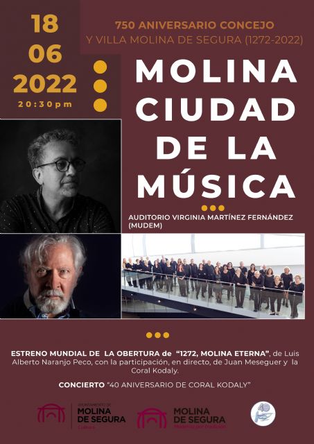 El Auditorio Virginia Martínez Fernández de Molina de Segura acoge, el sábado 18 de junio, la actividad Molina, ciudad de la Música, con el estreno de la obertura de 1272, Molina eterna, de Luis Alberto Naranjo - 1, Foto 1