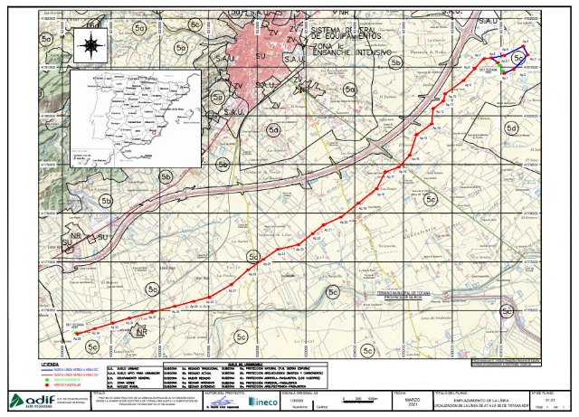 El BOE publica hoy el anuncio de licitación de la línea eléctrica de alta tensión de la catenaria del AVE en Totana, Foto 1