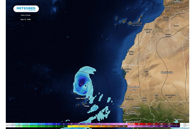 Posible ciclón tropical al norte de Cabo Verde y con tendencia a aproximarse ligeramente a Canarias (mapa con la previsión para el domingo)., Foto 1