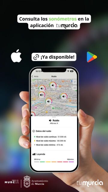 El Ayuntamiento de Murcia acerca a la ciudadanía información en tiempo real sobre los niveles de ruido en la aplicación Tu Murcia - 1, Foto 1