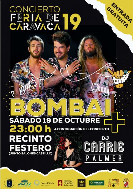 El grupo valenciano ‘Bombai’ y la DJ Carrie Palmer actuarán el sábado 19 de octubre en la Feria de Caravaca de la Cruz - 1, Foto 1
