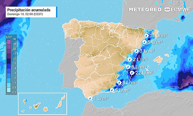 Acumulados de precipitación previstos hasta la jornada del domingo., Foto 1