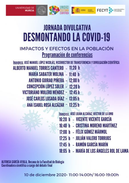 'Desmontando la COVID-19', la jornada divulgativa de la UMU para combatir al SARS-CoV-2 - 2, Foto 2