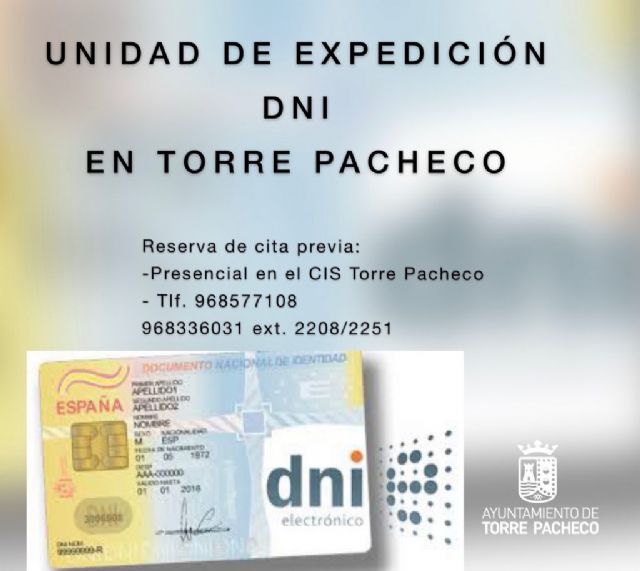 Cita previa DNI en Torre Pacheco durante los meses de enero y febrero de 2025 - 1, Foto 1