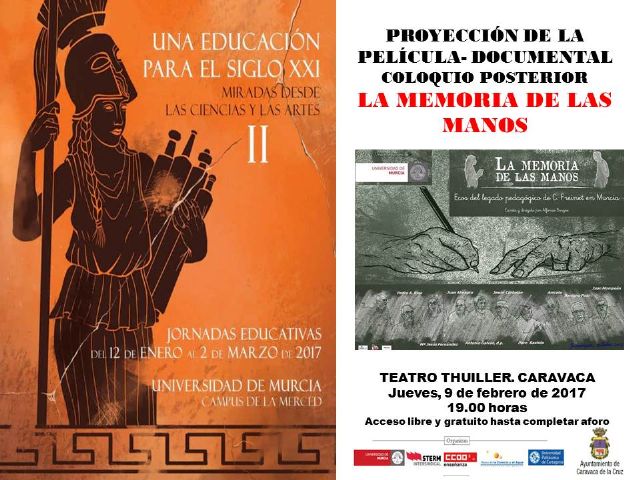 El documental 'La memoria de las manos' se proyecta en Caravaca dentro de las jornadas 'Una educación para el siglo XXI' - 1, Foto 1