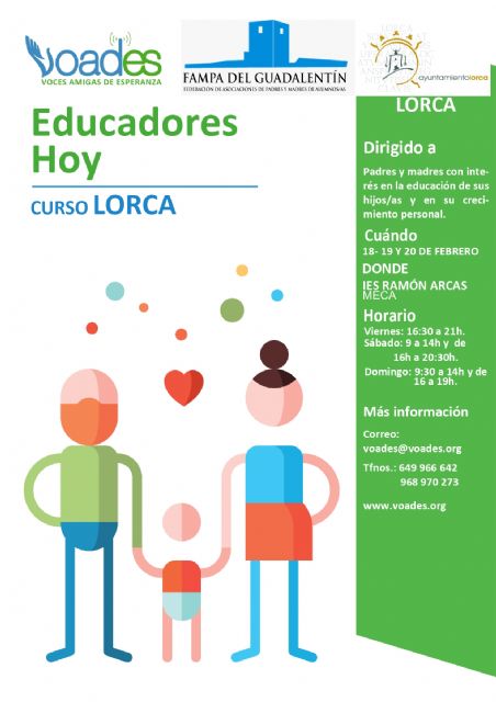 Voades y FAMPA del Guadalentín organizan el curso 'Educadores Hoy' los días 18, 19 y 20 de febrero en el IES Ramón Arcas Meca - 1, Foto 1