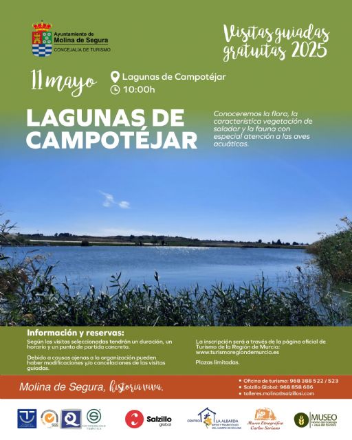 La Concejalía de Turismo de Molina de Segura organiza la visita guiada gratuita LAGUNAS DE CAMPOTÉJAR el domingo 11 de mayo - 1, Foto 1