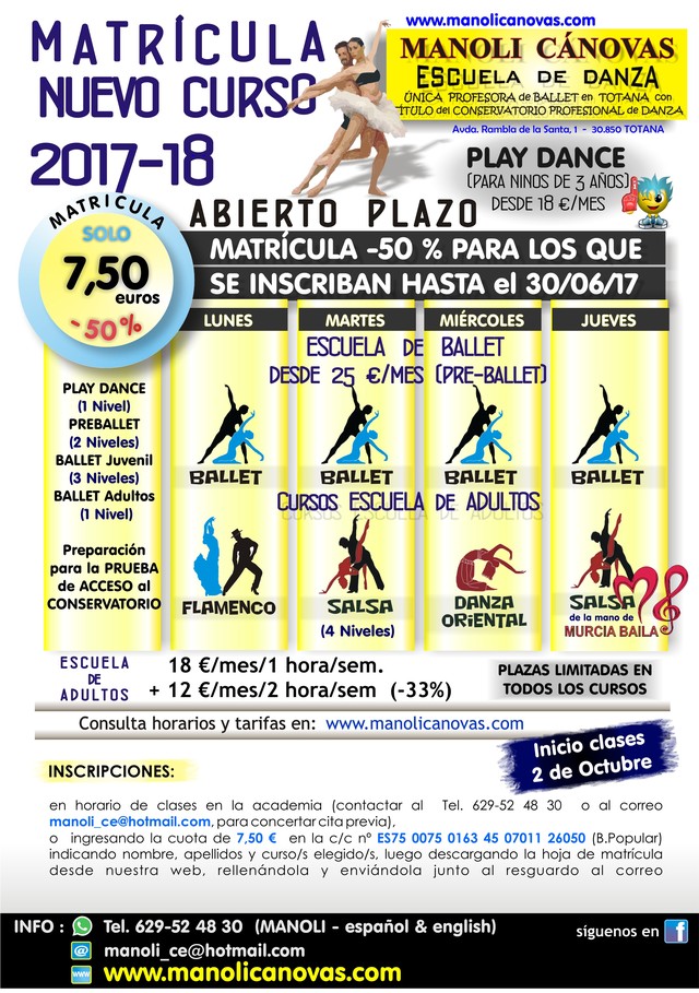 La Escuela de Danza Manoli Cánovas abre el plazo de matrícula para el curso 2017-18 - 1, Foto 1
