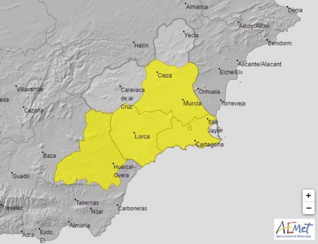 Meteorología emite aviso amarillo por tormentas mañana en el Guadalentín, Campo de Cartagena y Vega del Segura, Foto 1